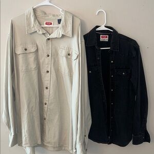 Wrangler Tan/Black Jean Button Ups